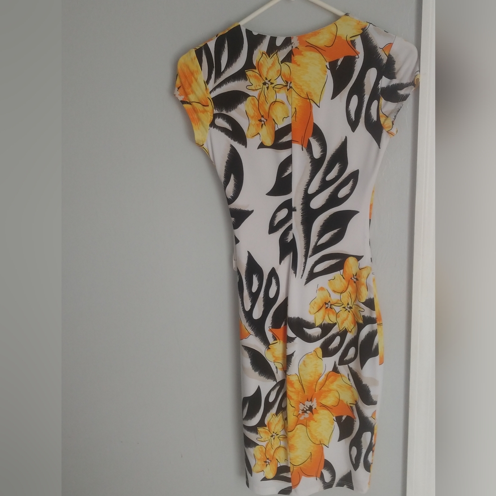 Cache Yellow and Black Floral Midi Dress Size S - Picture 6 of 9